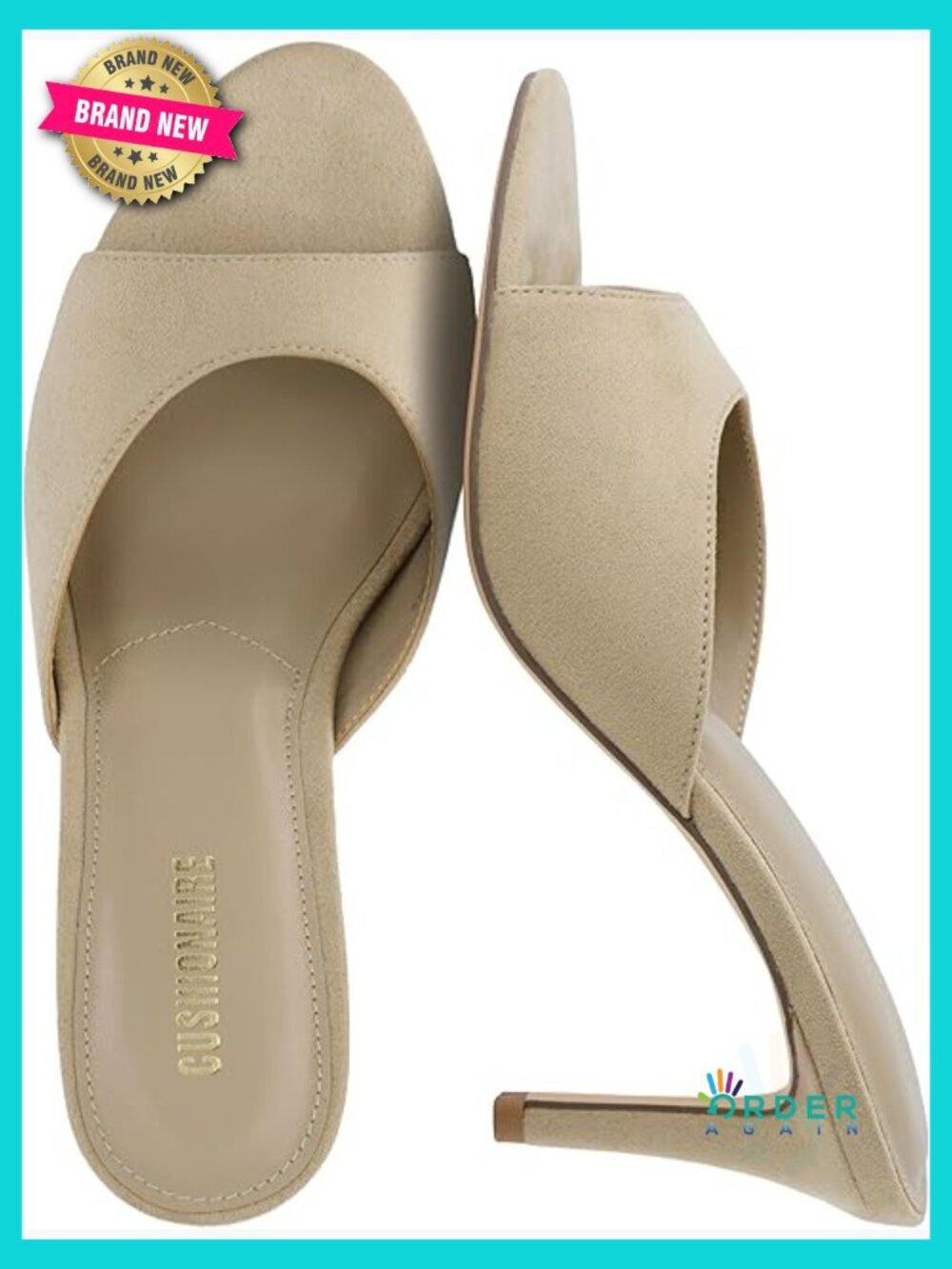 Stiletto Heeled Mule Sandals Cushioned Memory Foam Padded Insole Slip On Dressy
